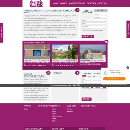 Screenshot van de website van christismakelaardij.nl