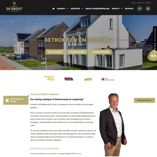 Screenshot of the website of www.makelaardijdegroot.nl