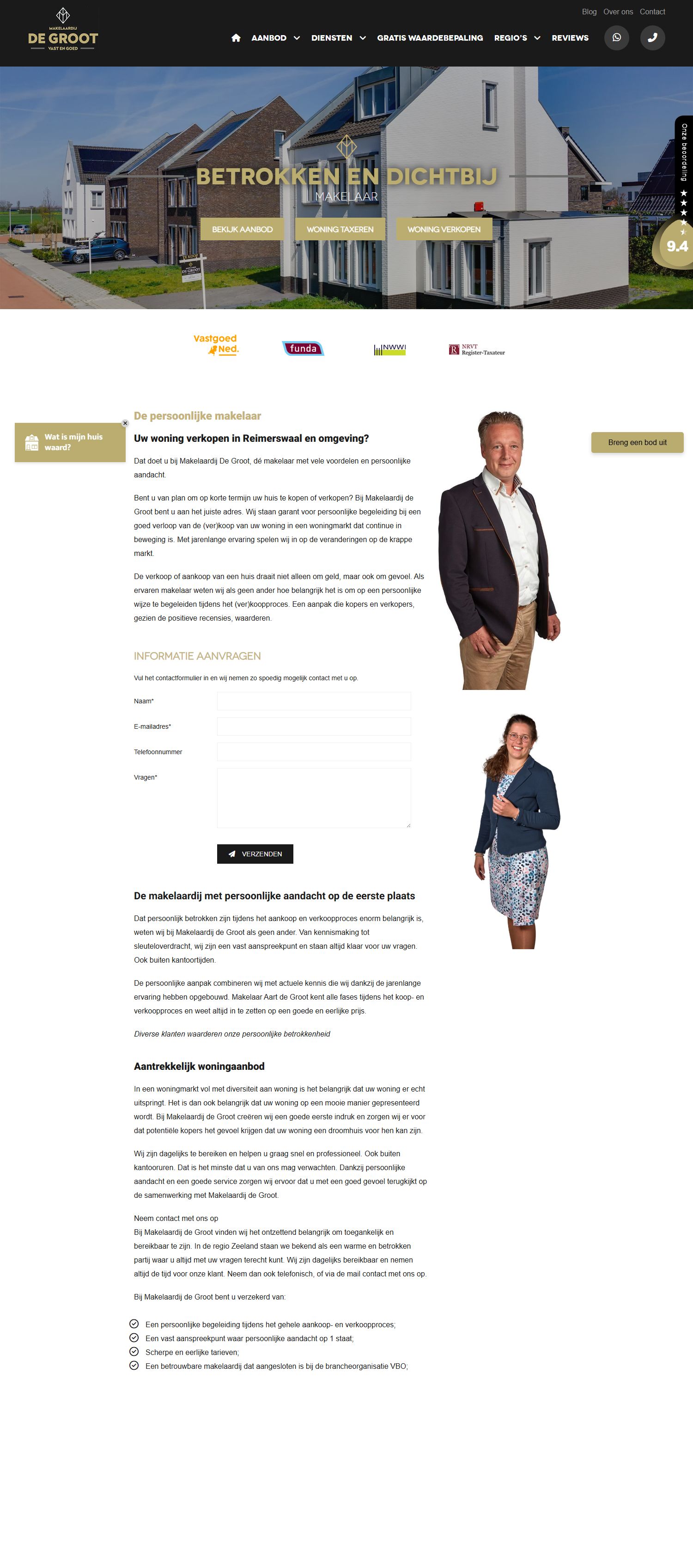 Capture d'écran du site web de www.makelaardijdegroot.nl