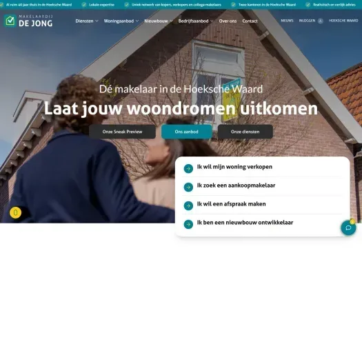 Screenshot der Website von www.makelaardijdejong.nl