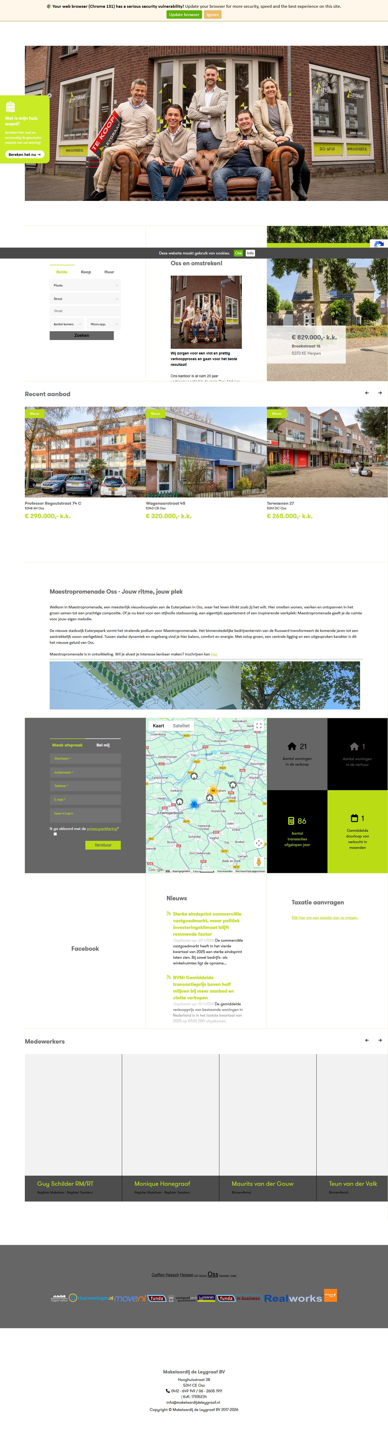Screenshot der Website von www.makelaardijdeleygraaf.nl