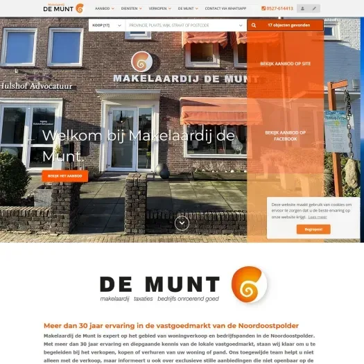 Screenshot van de website van www.de-munt.nl