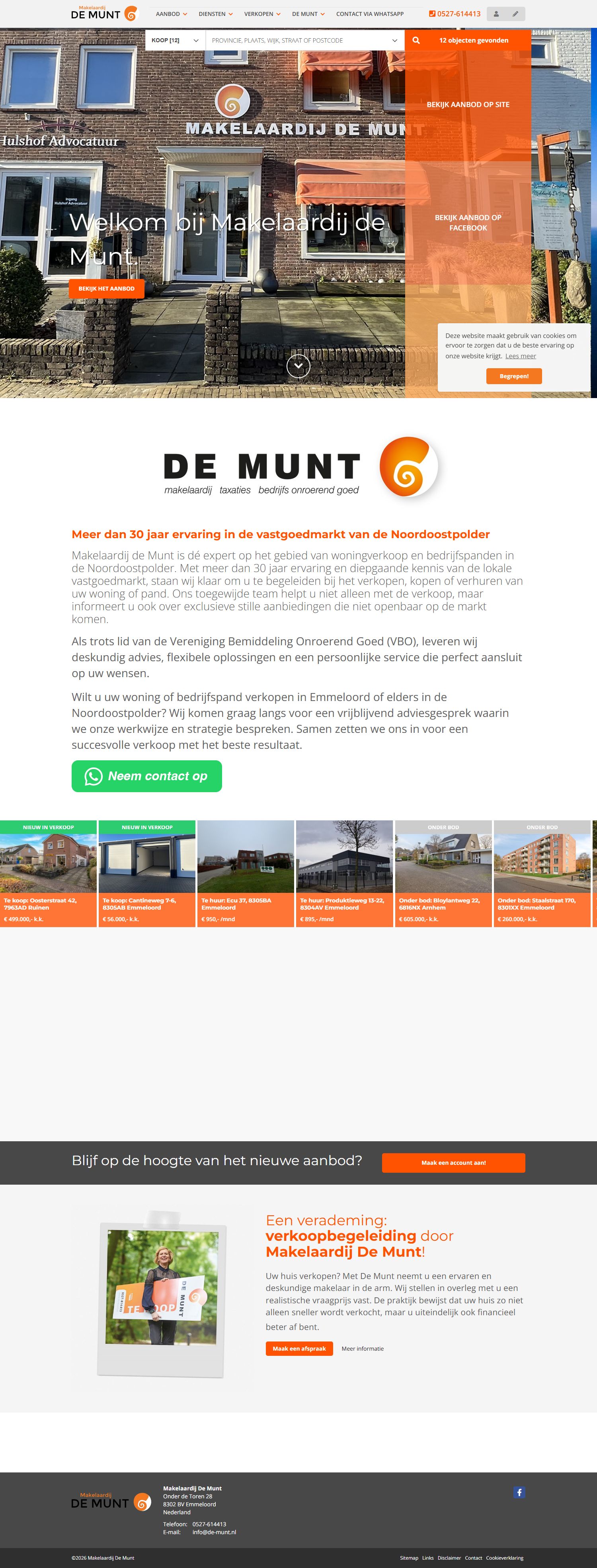 Screenshot of the website of www.de-munt.nl