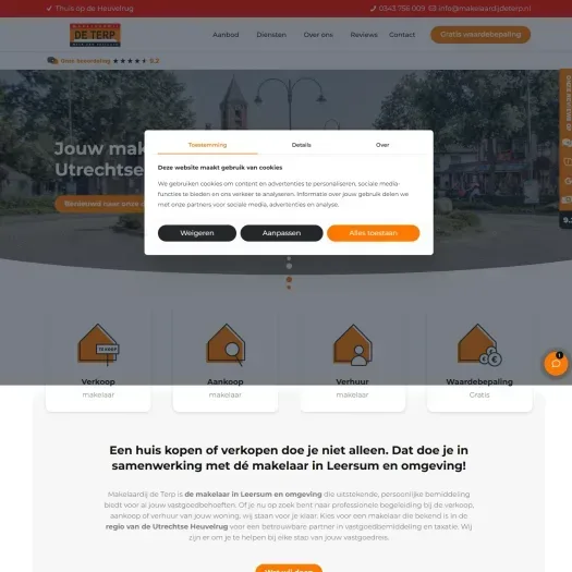Screenshot van de website van www.makelaardijdeterp.nl