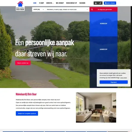 Screenshot of the website of www.makelaardijdickbaar.nl