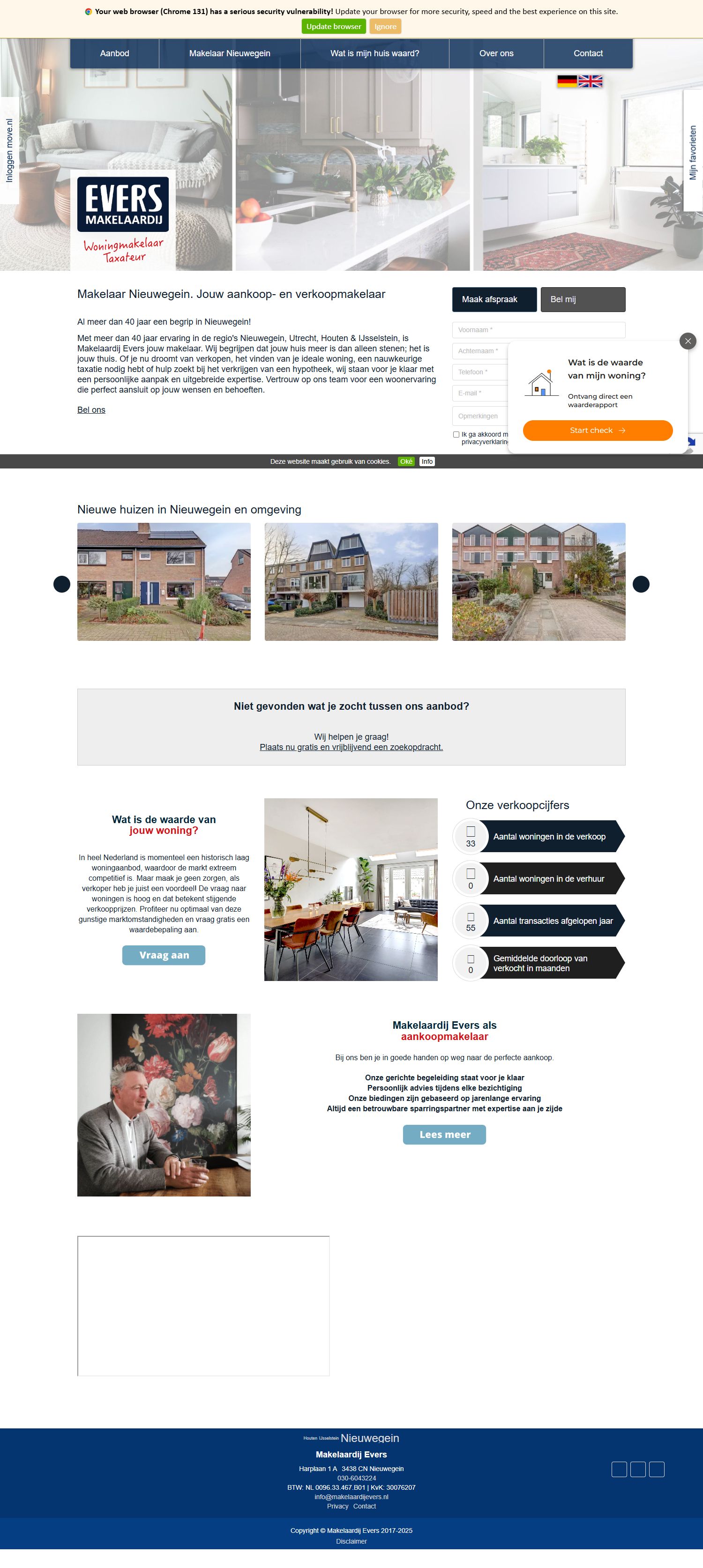 Capture d'écran du site web de www.makelaardijevers.nl