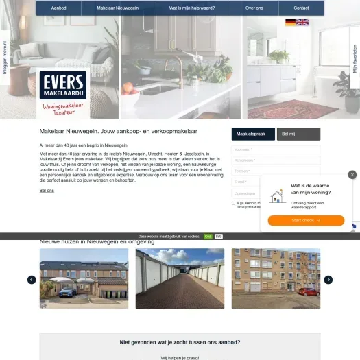 Screenshot van de website van www.makelaardijevers.nl