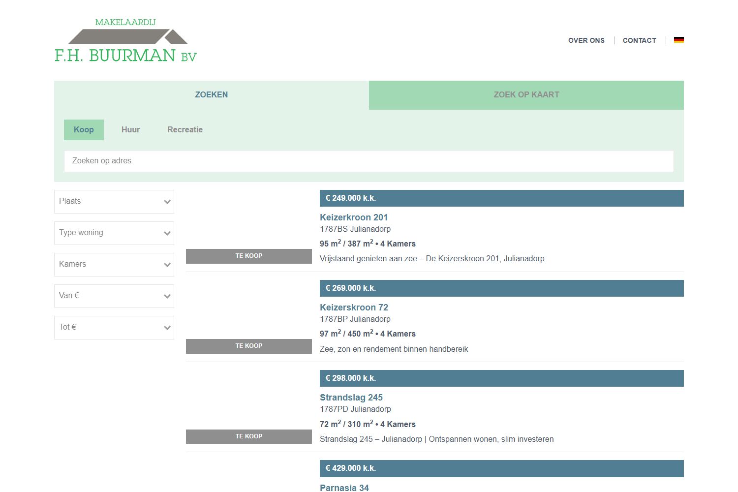 Screenshot der Website von www.makelaardijfhbuurman.nl