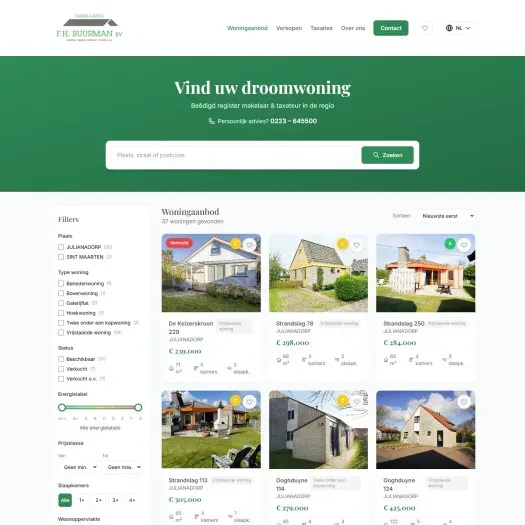 Screenshot van de website van www.makelaardijfhbuurman.nl