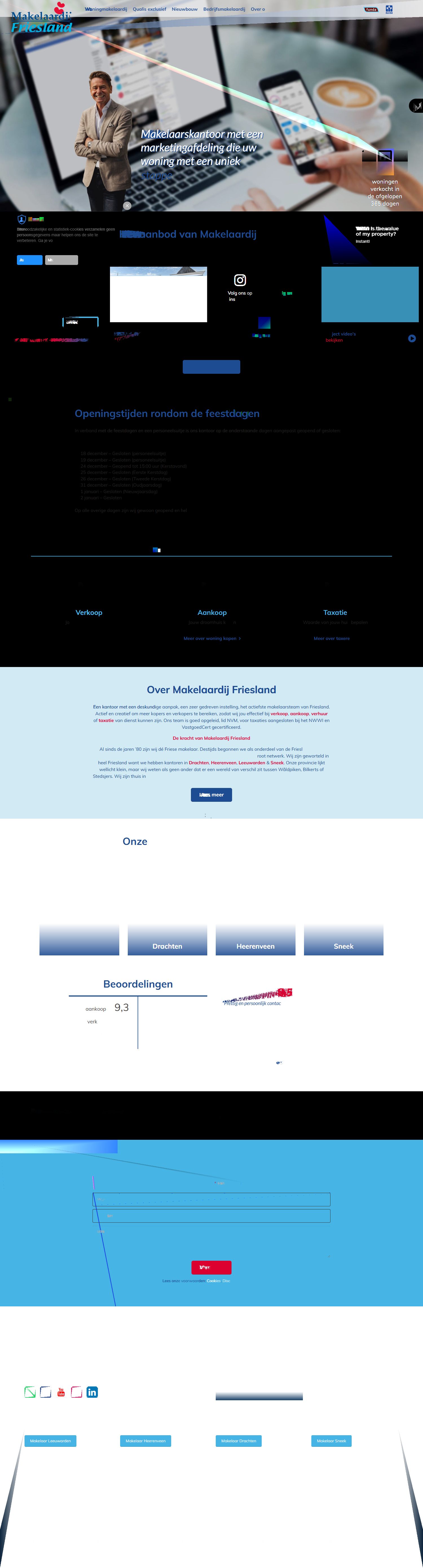 Capture d'écran du site web de makelaardijfriesland.nl