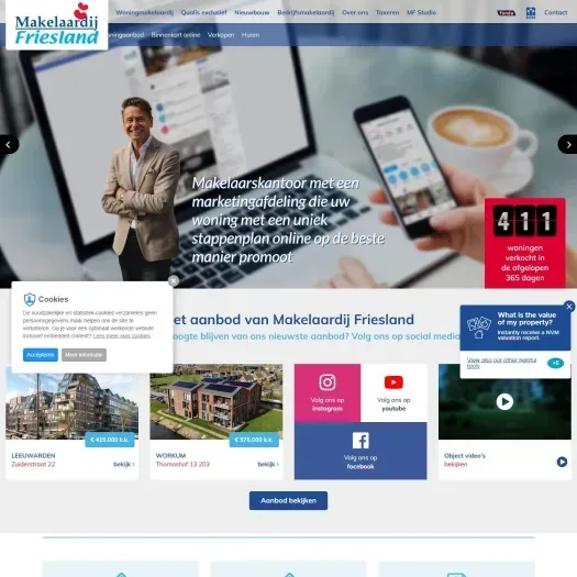 Screenshot van de website van makelaardijfriesland.nl