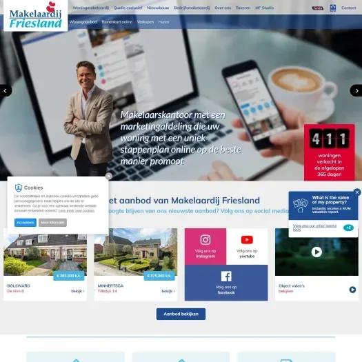 Screenshot van de website van www.makelaardijfriesland.nl