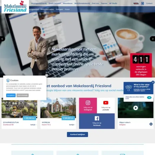 Screenshot van de website van makelaardijfriesland.nl