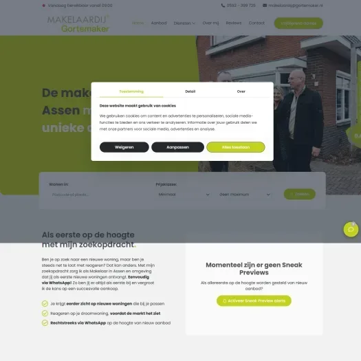 Screenshot der Website von www.gortemaker.nl