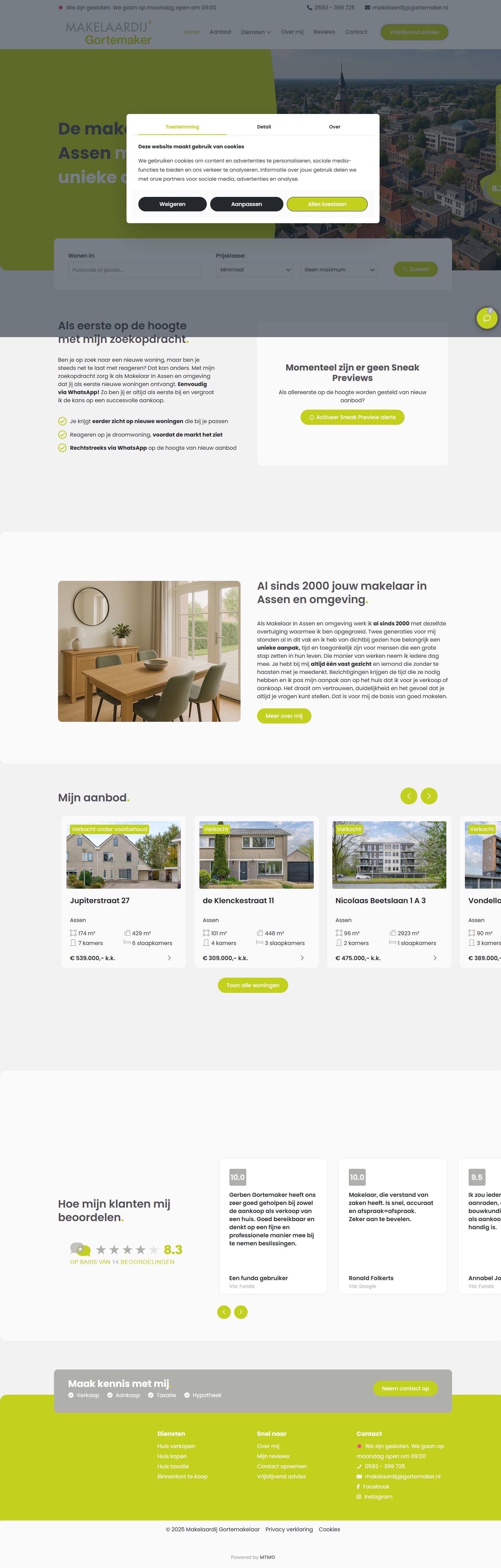 Screenshot der Website von www.gortemaker.nl