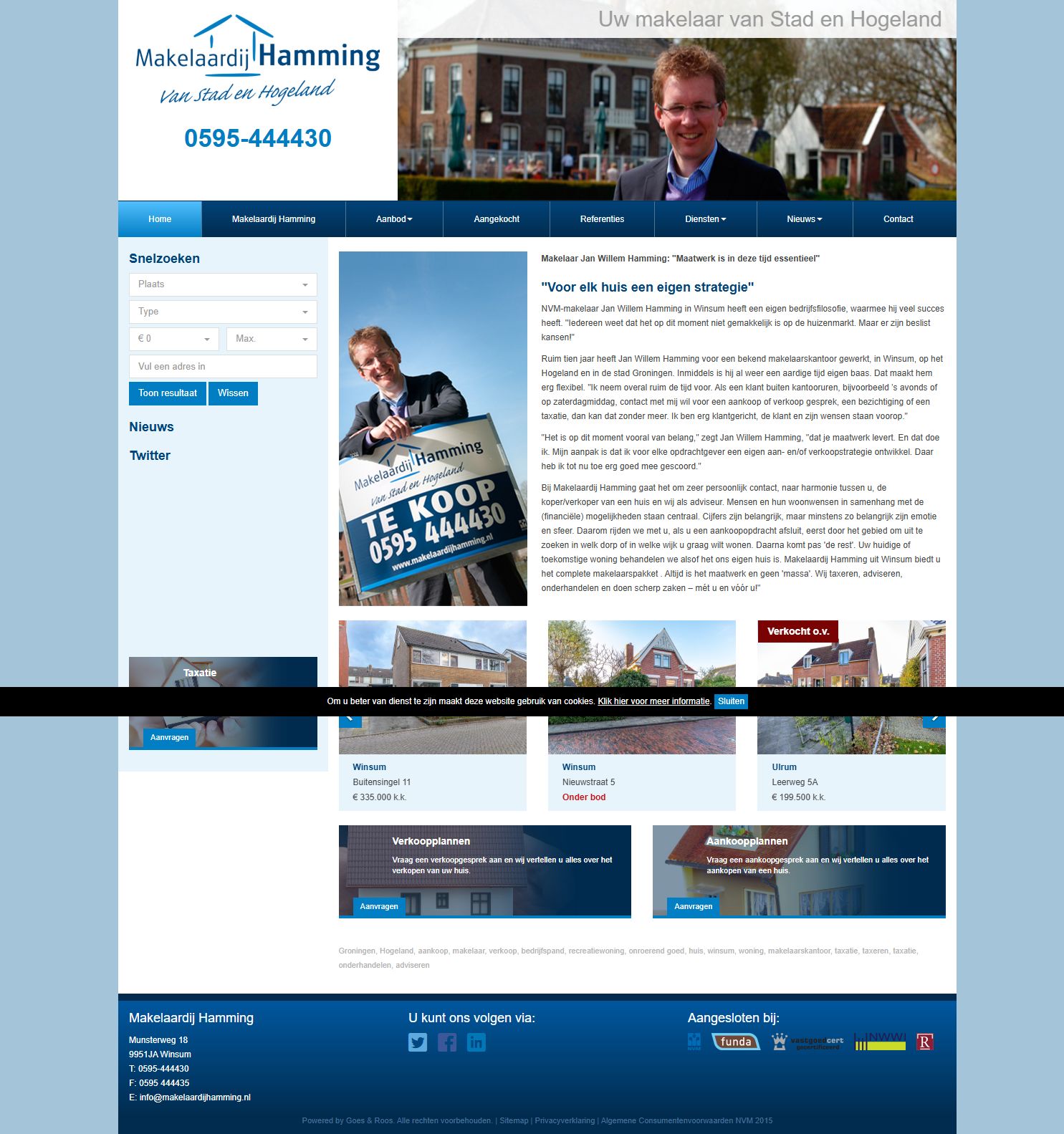 Screenshot der Website von www.makelaardijhamming.nl