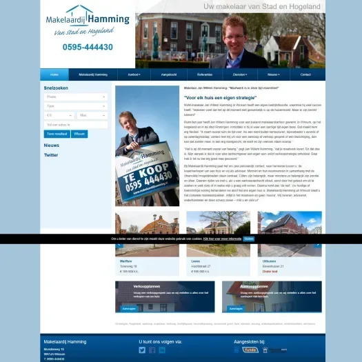 Screenshot of the website of www.makelaardijhamming.nl