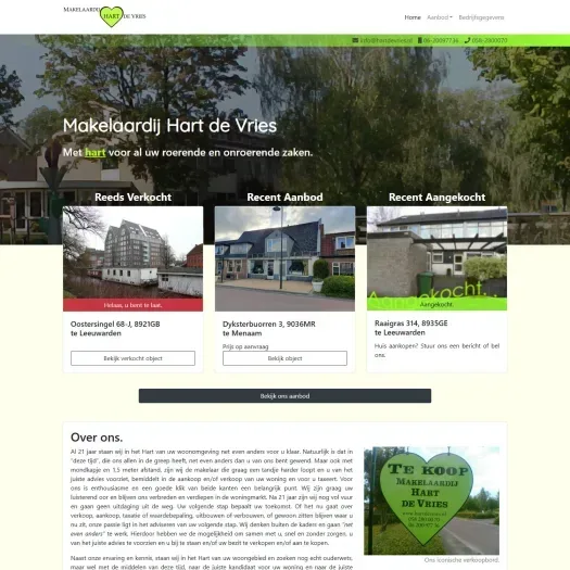 Capture d'écran du site web de www.hartdevries.nl