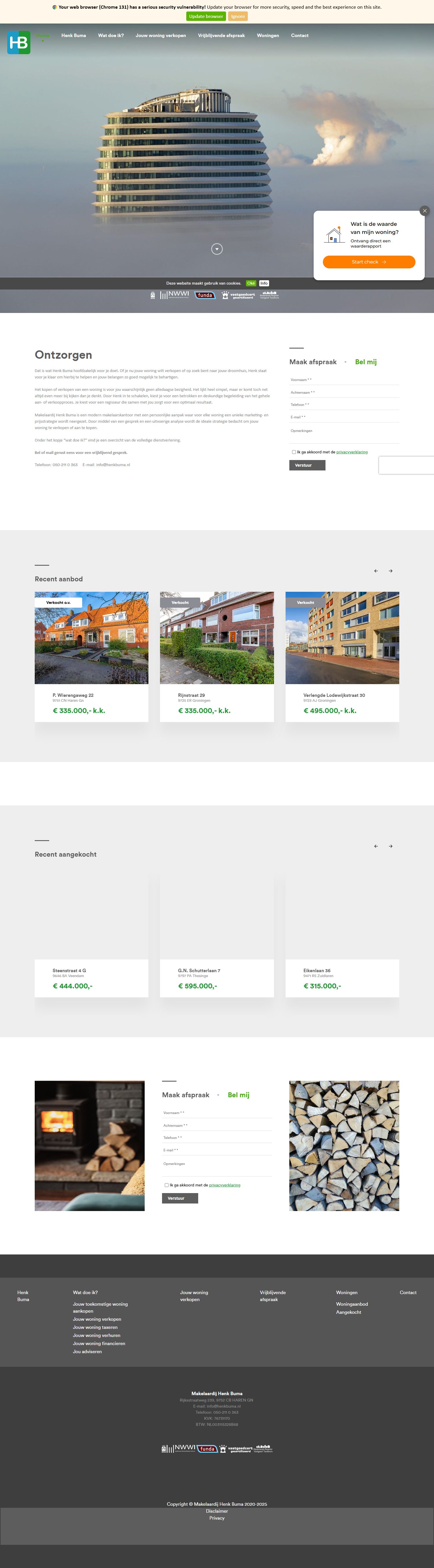 Screenshot der Website von www.henkbuma.nl