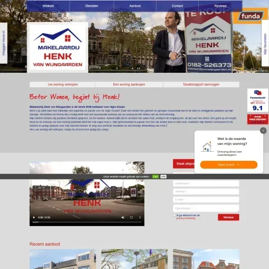 Screenshot van de website van www.makelaardijvanwijngaarden.nl