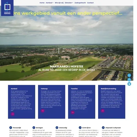 Screenshot van de website van www.makelaardijhofstee.nl