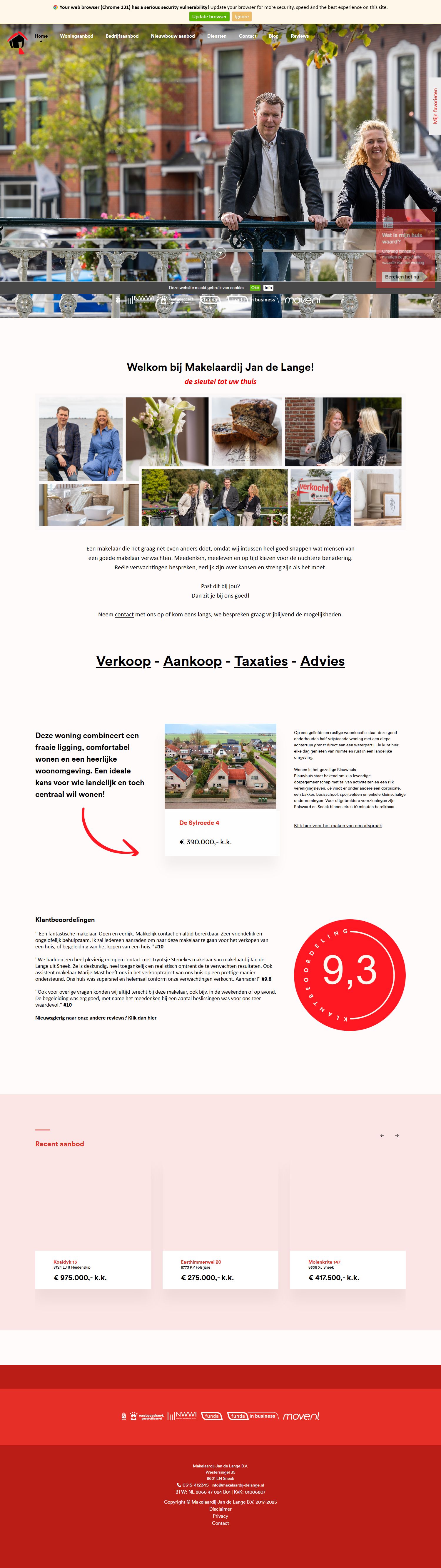 Screenshot der Website von www.makelaardij-delange.nl