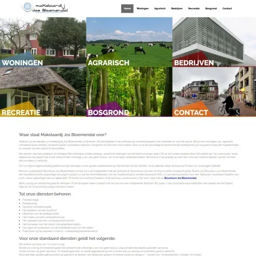 Screenshot van de website van www.makelaardijjosbloemendal.nl