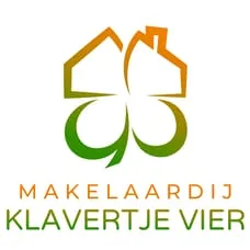 Logo Makelaardij Klavertje Vier. Woongeluk begint hier!