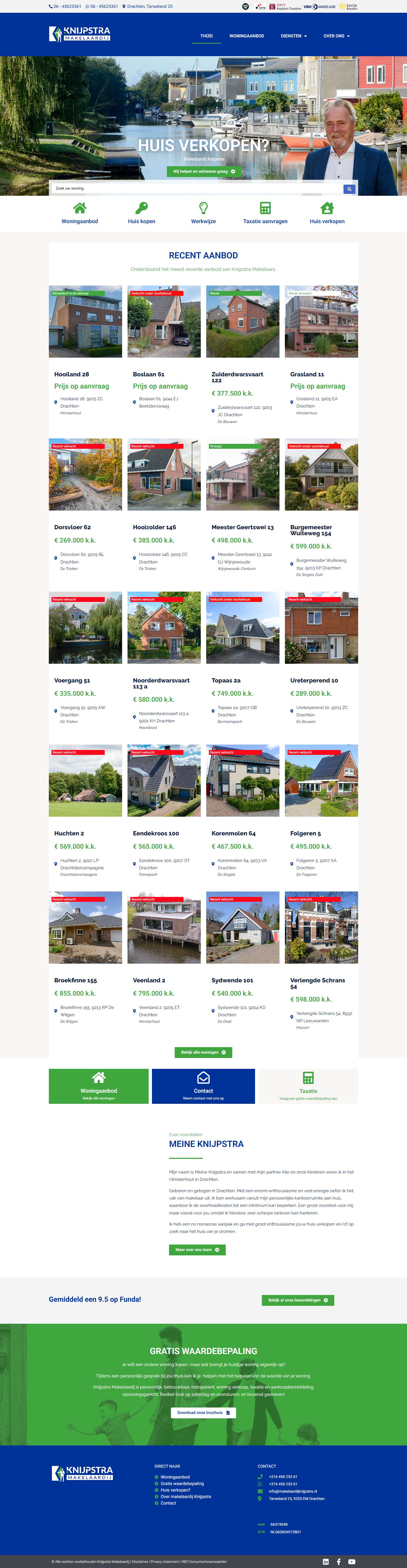 Screenshot of the website of www.makelaardijknijpstra.nl