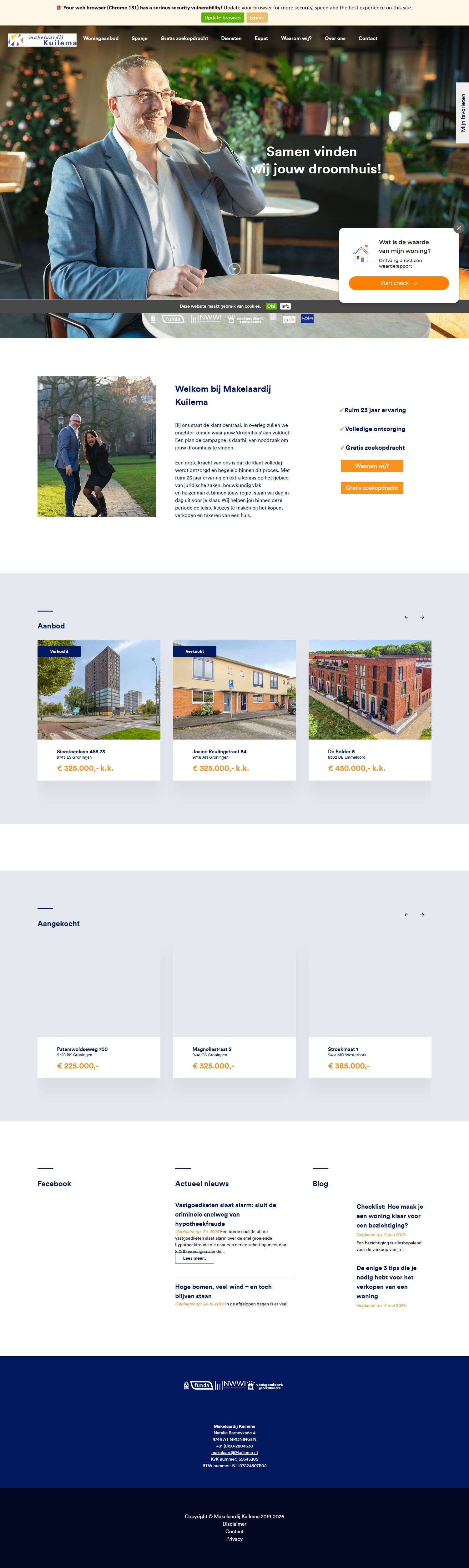 Screenshot der Website von www.kuilema.nl
