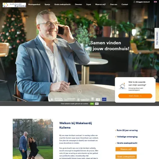 Screenshot van de website van www.kuilema.nl