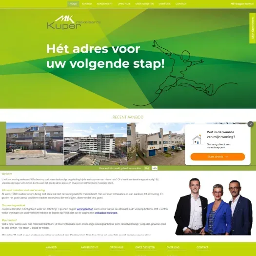 Screenshot of the website of www.makelaardijkuper.nl