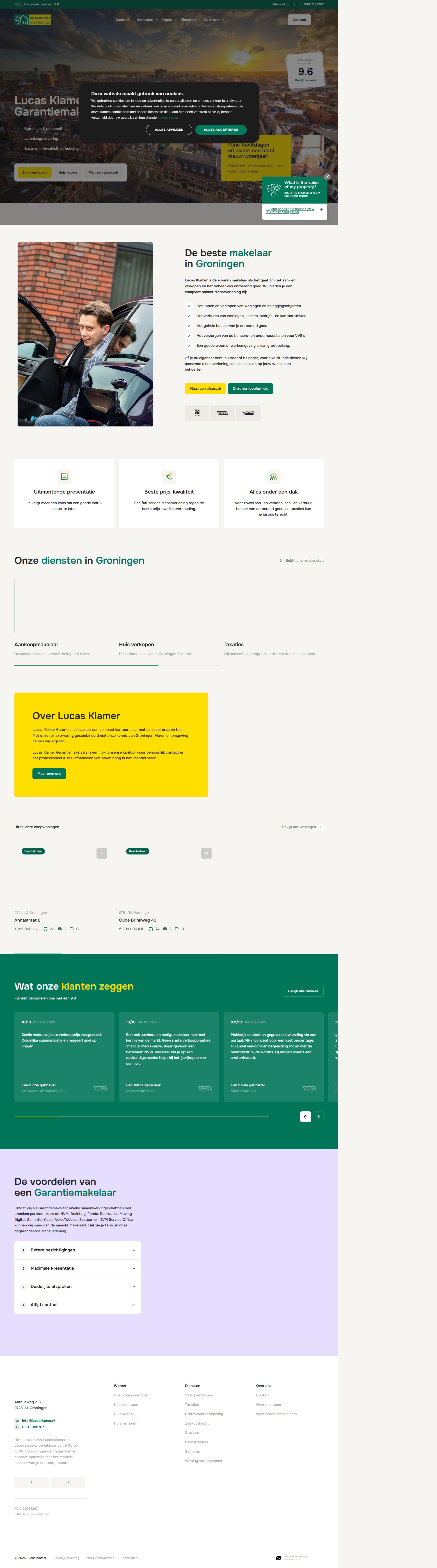 Screenshot of the website of www.lucasklamer.nl