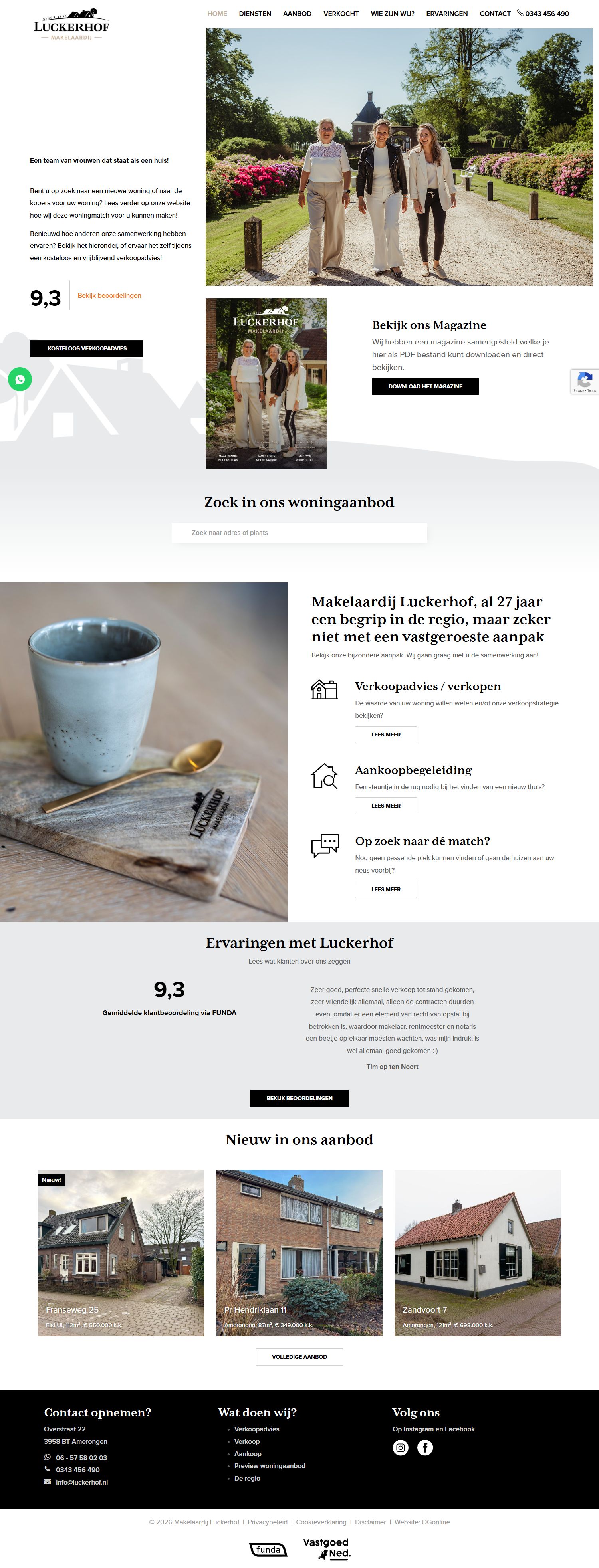 Screenshot of the website of www.luckerhof.nl