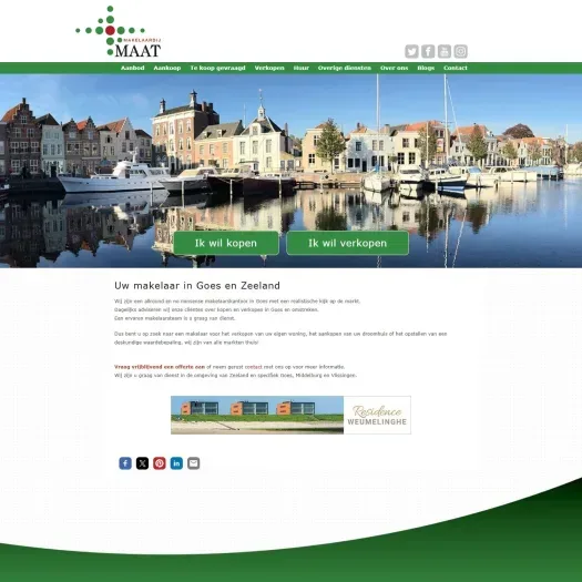 Screenshot der Website von www.makelaardijmaat.nl