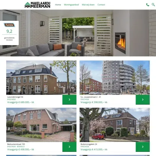Screenshot van de website van www.makelaardij-meerman.nl