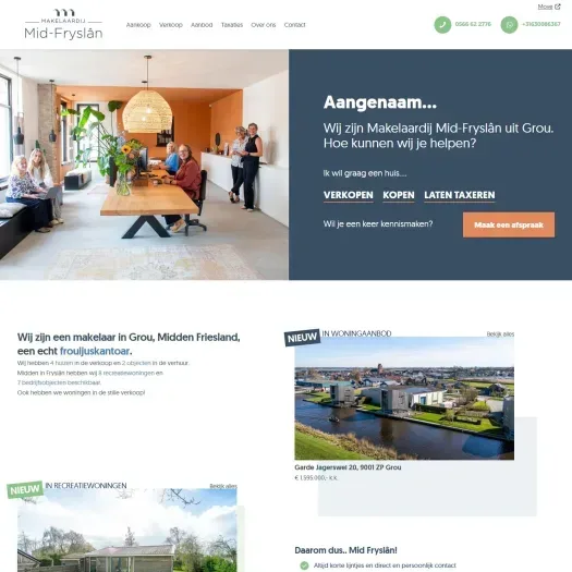 Screenshot van de website van www.mid-fryslan.nl