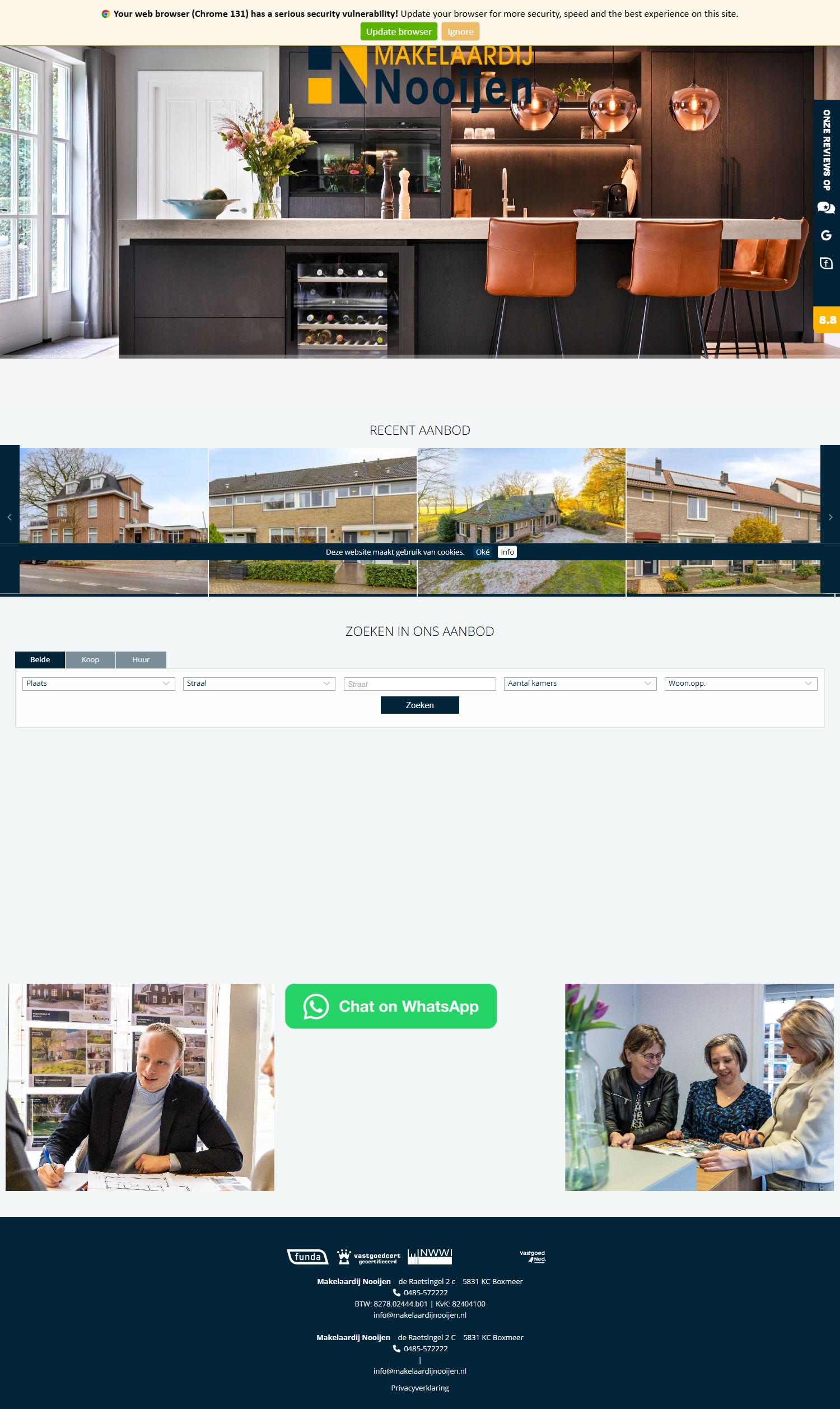 Screenshot of the website of www.makelaardijnooijen.nl