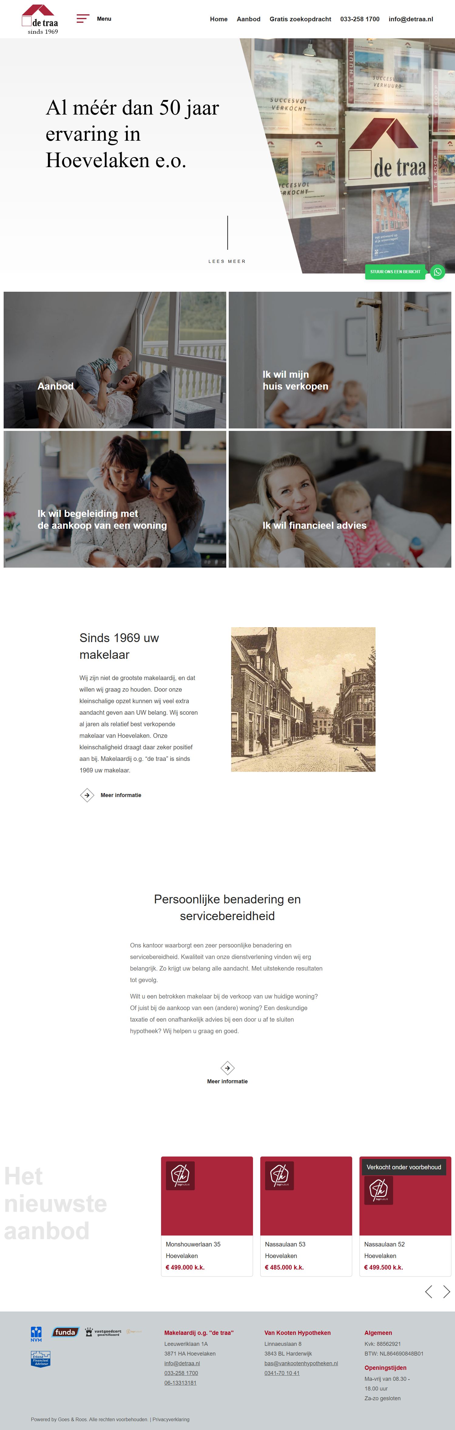 Screenshot der Website von www.detraa.nl