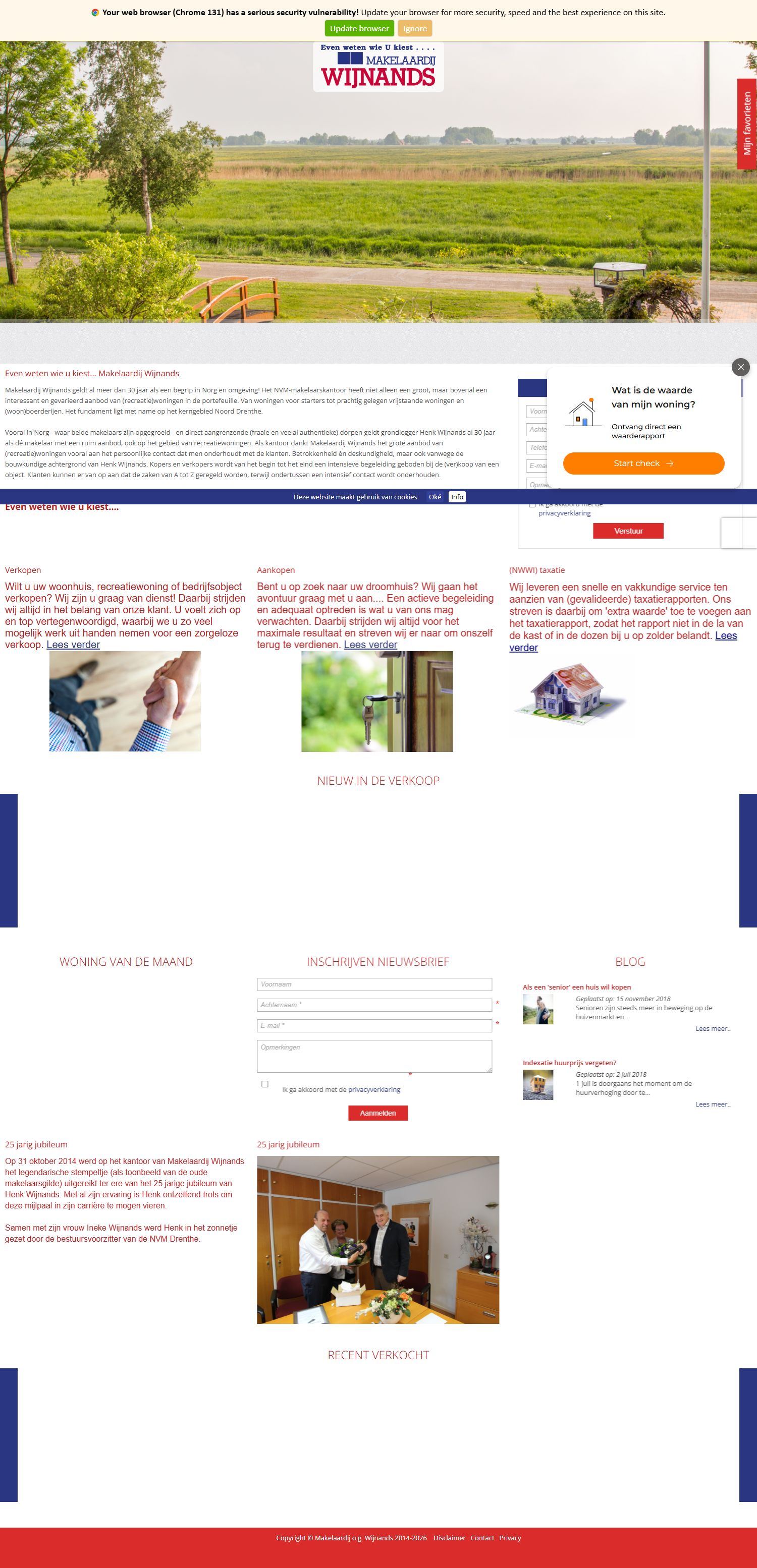 Screenshot der Website von www.makelaardijwijnands.nl