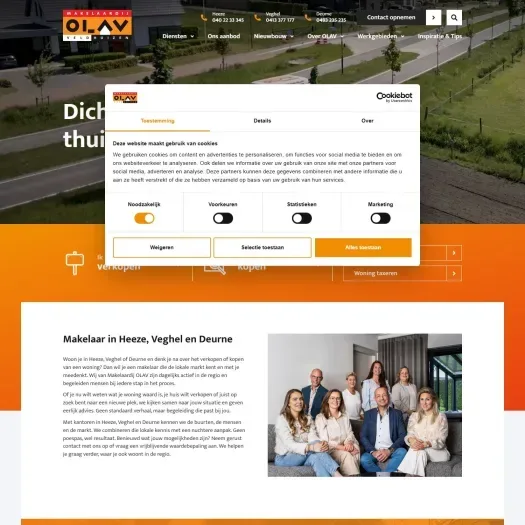 Screenshot of the website of www.makelaardijolav.nl