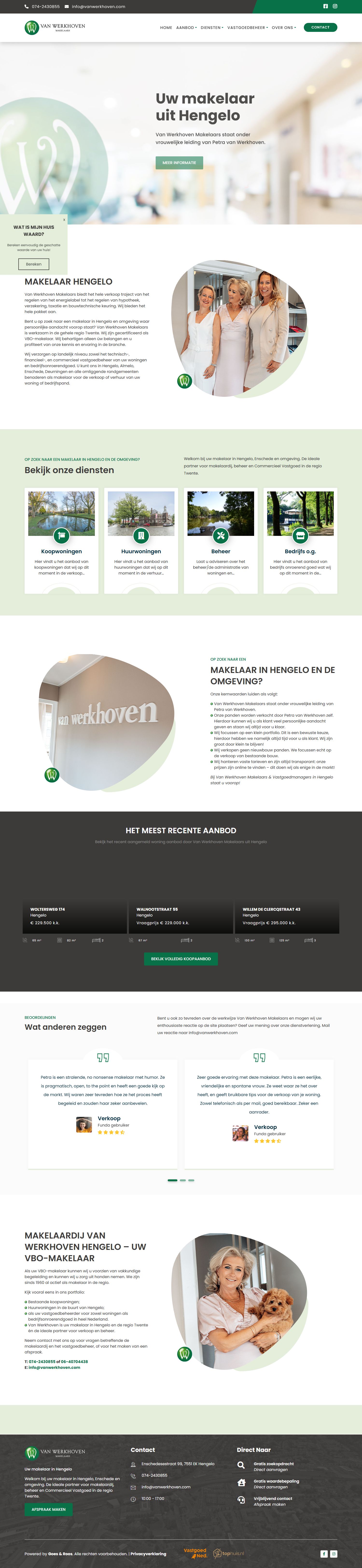 Screenshot der Website von www.vanwerkhoven.com