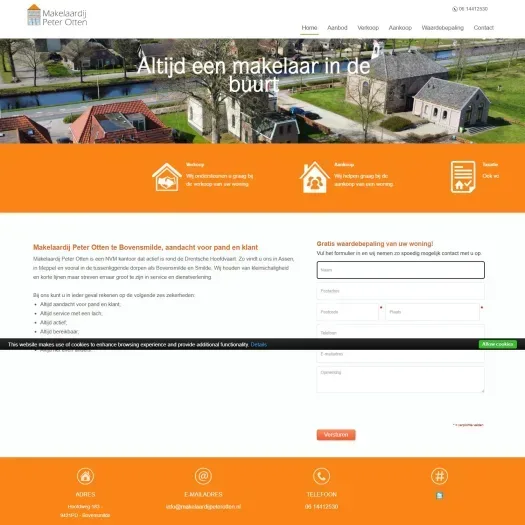Screenshot van de website van www.makelaardijpeterotten.nl