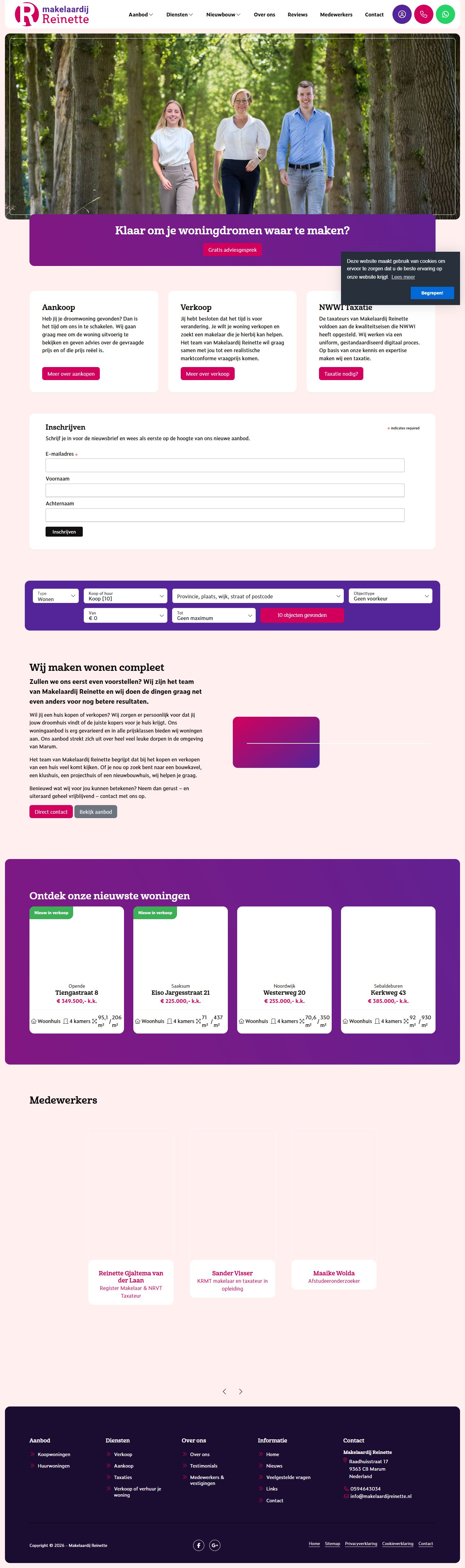 Team photo of Makelaardij Reinette, maakt wonen compleet