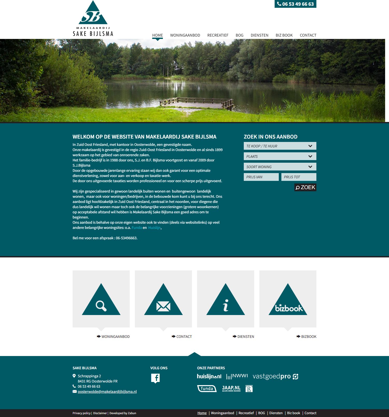 Screenshot of the website of www.makelaardijsakebijlsma.nl