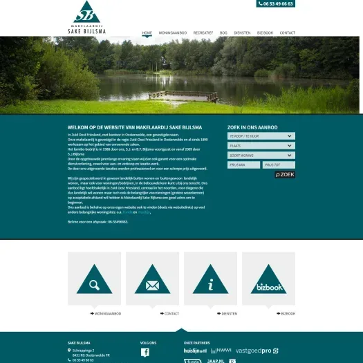 Screenshot van de website van www.makelaardijbijlsma.nl