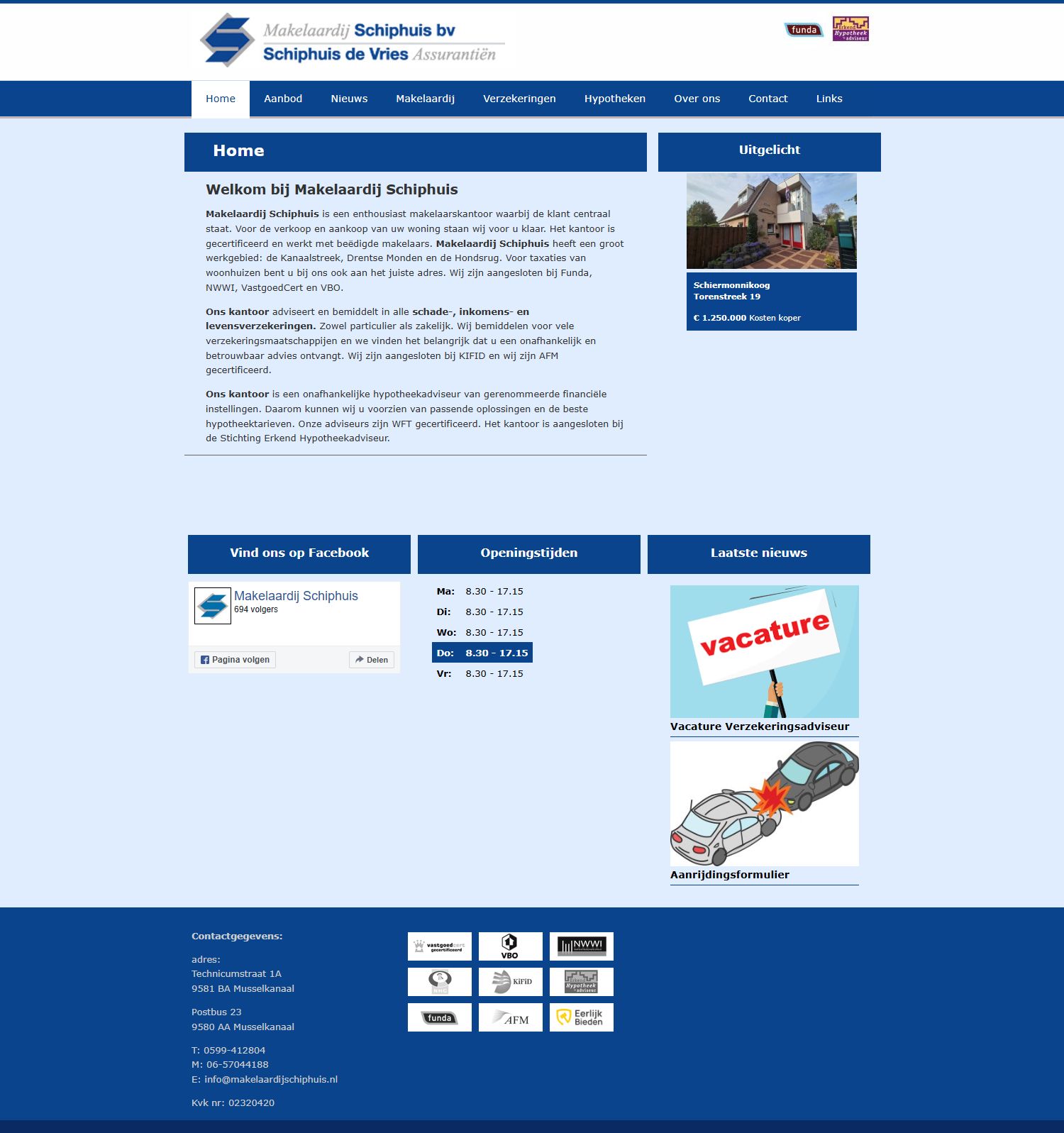 Screenshot der Website von www.makelaardijschiphuis.nl