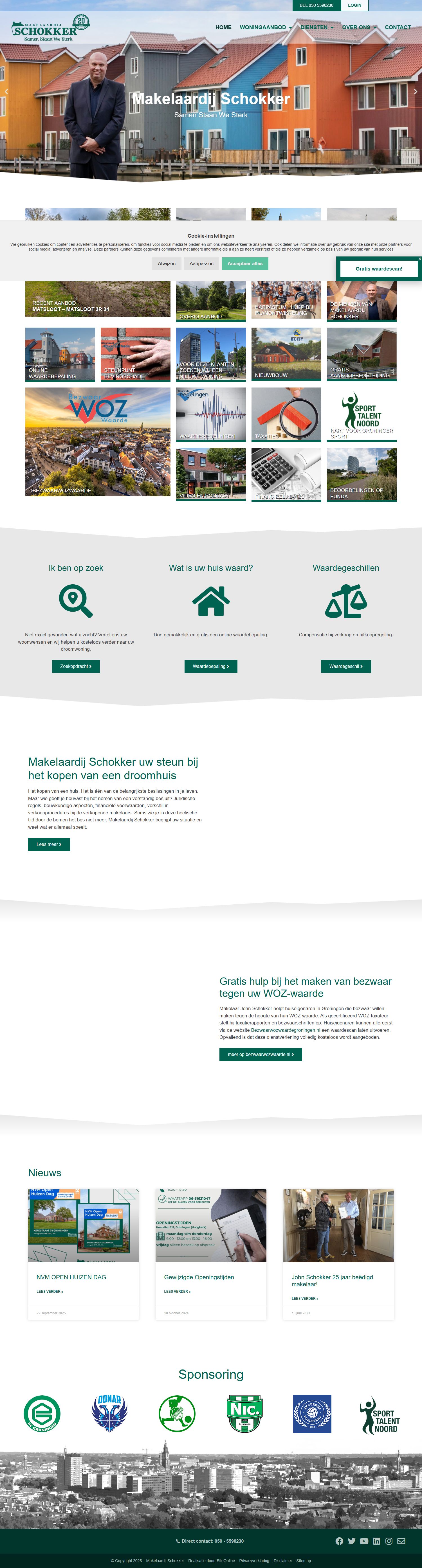 Screenshot der Website von www.makelaardijschokker.nl