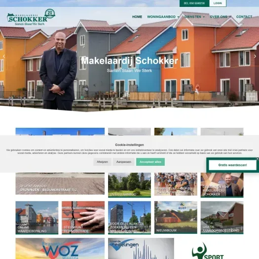 Screenshot van de website van www.makelaardijschokker.nl