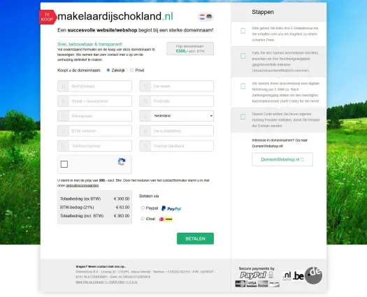 Screenshot der Website von www.makelaardijschokland.nl